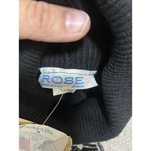 NOS VTG 80s ROSE Black Silver Lurex Turtleneck Sweater NWT USA Made Size 20W/XXL - Picture 5 of 10